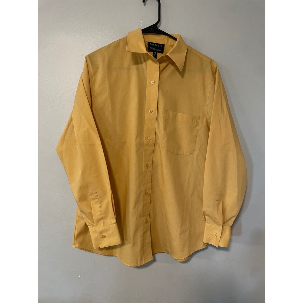 Foxcroft Wrinkle Free Classic Fit Button Down Shirt Yellow Women Size 6